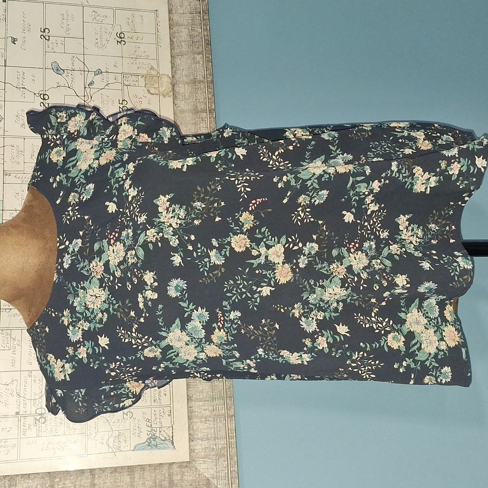 Navy Floral Blouse